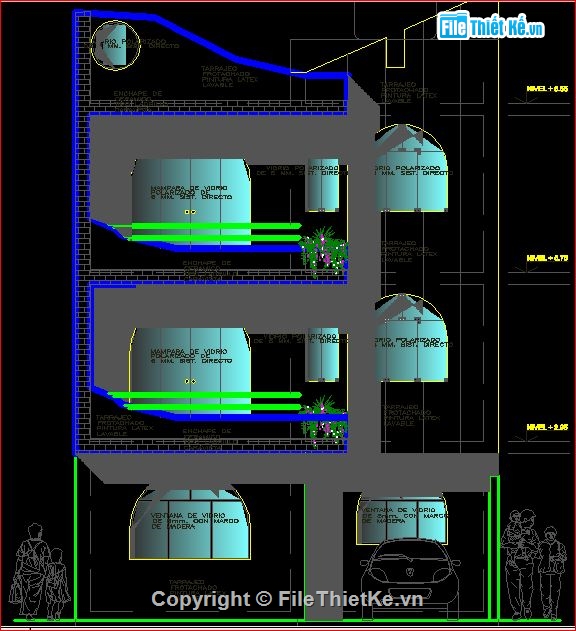 Kiến trúc,bản vẽ 3 tầng,khách sạn,bản vẽ cad